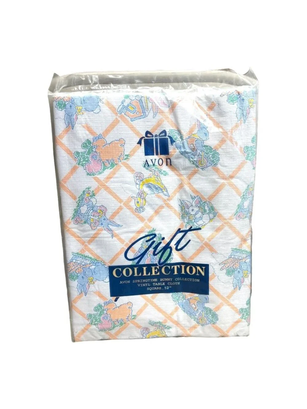 Avon Easter Gift Collection Table Cloth Vinyl Springtime Bunny Duck 52